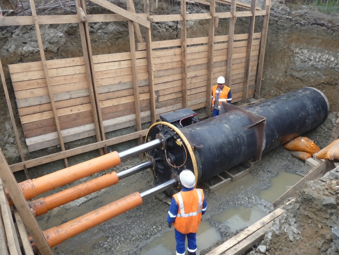 Бестраншейная прокладка труб в ППУ